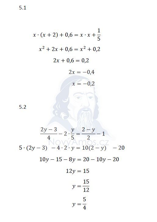 Přijímací test z matematiky na střední školy - ostrý 2018 2. termín - řešení úlohy 5