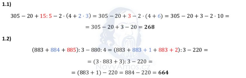 Přijímací test z matematiky na střední školy pro osmileté obory - ostrý 2020- řešení úlohy 1