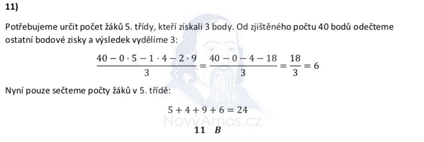 Přijímací test z matematiky na střední školy pro osmileté obory - ostrý 2020- řešení úlohy 11