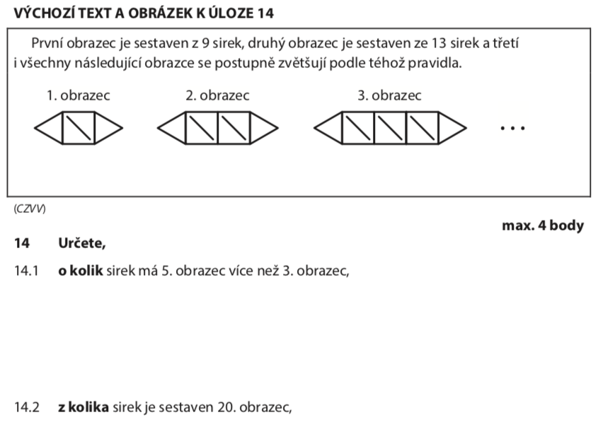 Přijímací test z matematiky na střední školy pro osmileté obory - ostrý 2020- zadání úlohy 14