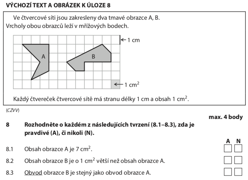 Přijímací test z matematiky na střední školy pro osmileté obory - ostrý 2020- zadání úlohy 8