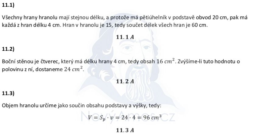 Přijímací test z matematiky na střední školy - náhradní termín - řešení úlohy 11