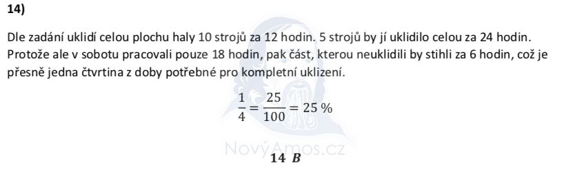 Přijímací test z matematiky na střední školy - náhradní termín - řešení úlohy 14