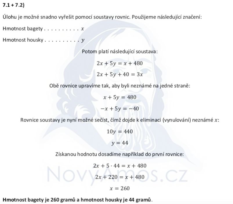 Přijímací test z matematiky na střední školy - náhradní termín - řešení úlohy 7