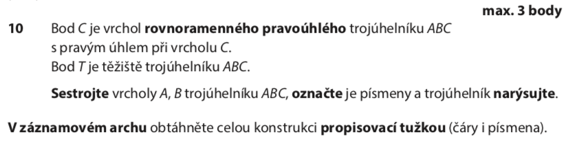 Přijímací test z matematiky na střední školy - náhradní termín - zadání úlohy 10