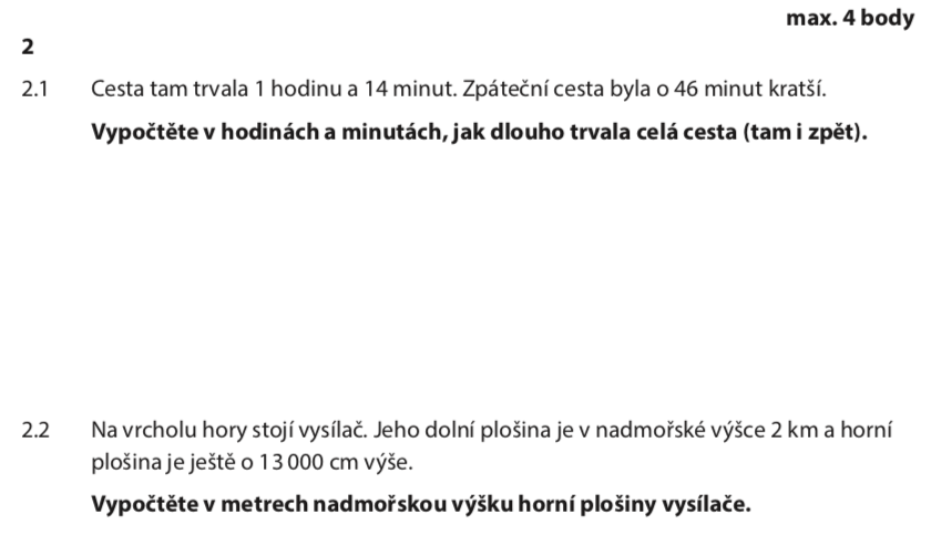 Přijímací test z matematiky na střední školy pro osmileté obory 2020 - náhradní termín - zadání úlohy 2