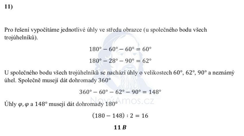 Přijímací test z matematiky pro šestileté obory - ostrý 2022- 2. termín- řešení úlohy 11