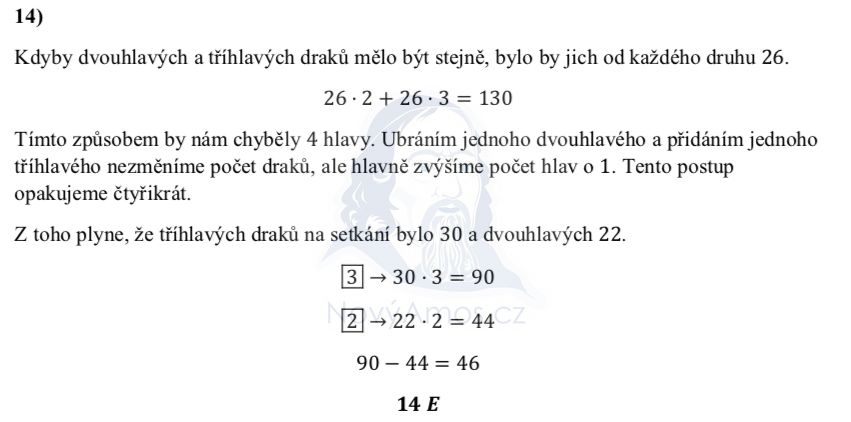 Přijímací test z matematiky pro šestileté obory - ostrý 2022- 2. termín- řešení úlohy 14