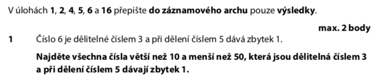 Přijímací test z matematiky na střední školy pro šesileté obory - ostrý 2022-2. termín - zadání úlohy 1