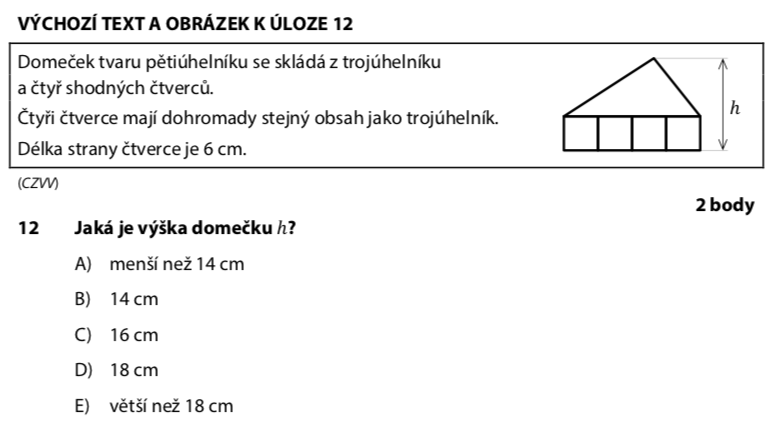 Přijímací test z matematiky na střední školy pro šesileté obory - ostrý 2022-2. termín - zadání úlohy 12