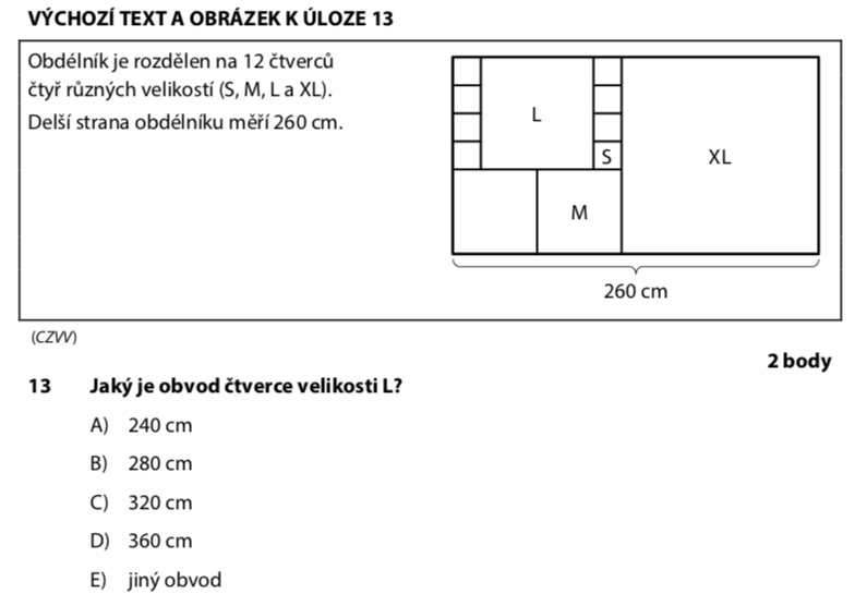 Přijímací test z matematiky pro šestileté obory - ostrý 2022- 2. termín- zadání úlohy 13