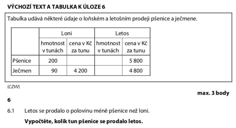 Přijímací test z matematiky na střední školy pro šesileté obory - ostrý 2022-2. termín - zadání úlohy 6