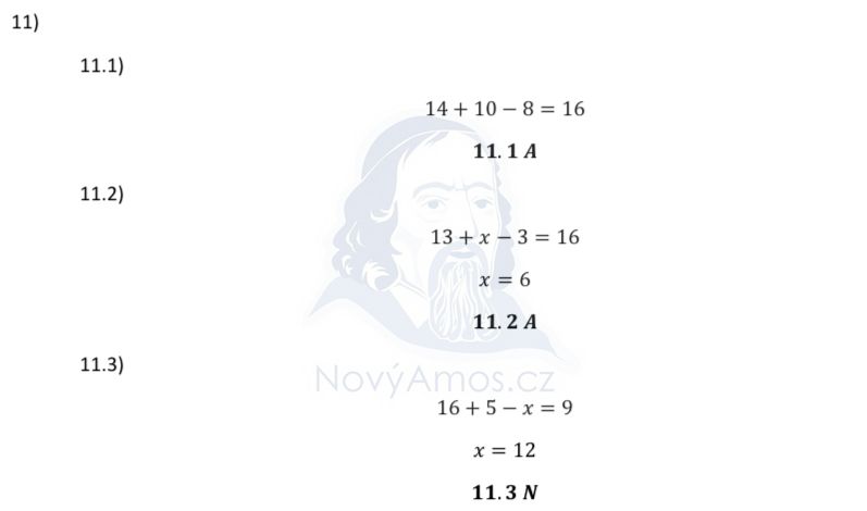 Přijímací test z matematiky na střední školy pro čtyřleté obory - náhradní 2023-2. termín - řešení úlohy 11