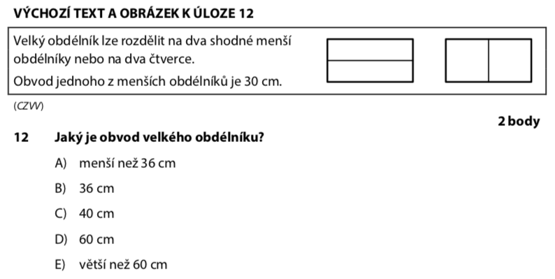Přijímací test z matematiky na střední školy pro čtyřleté obory - náhradní 2023-2. termín - zadání úlohy 12
